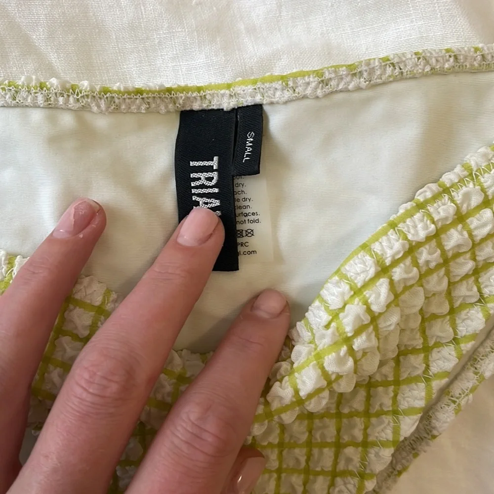 Triangl Bikini only worn once! Green and white checker small bottom medium top - Picture 2 of 3